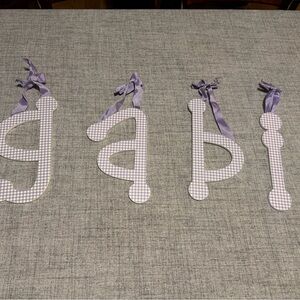 Lavender Gabi Gingham Wooden Letter Banner - Set of 4